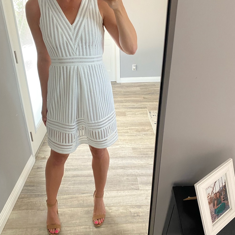 H&M, size 8, laces dress in white.  Zip up back